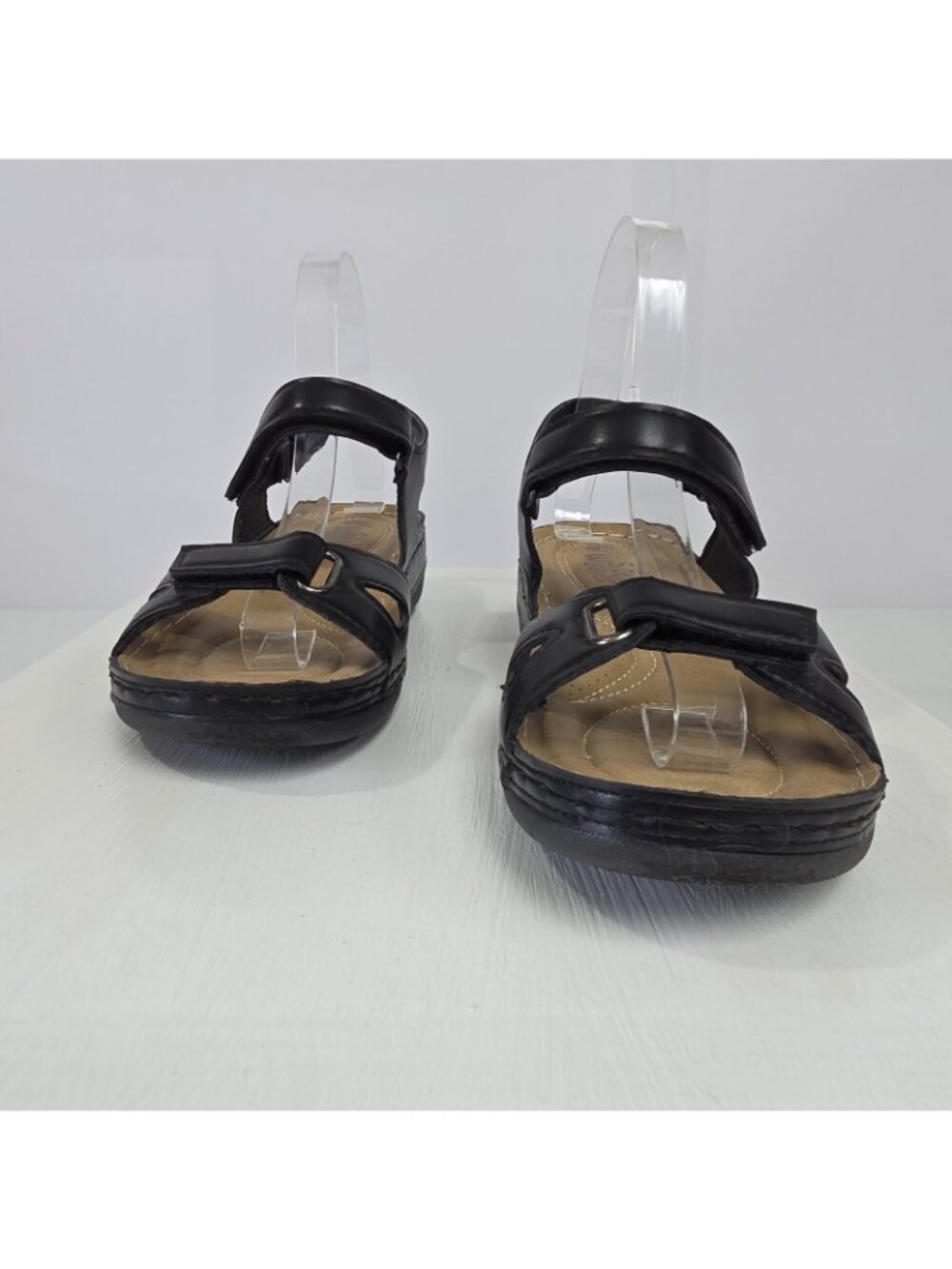 Soft Walker Sandals Womens Size 7.5 Black Slingback Wedge Comfort Shoes - Picture 3 of 12